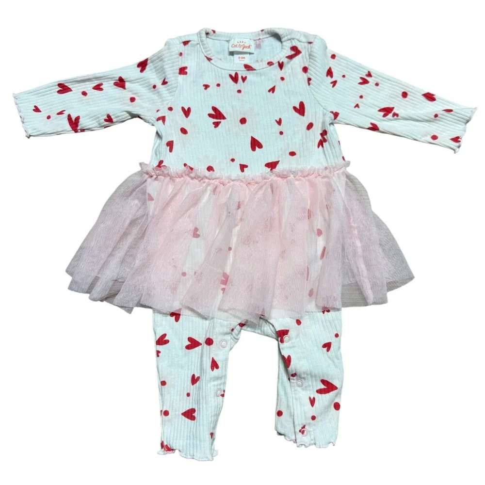 Cat & Jack Red Heart Print Baby Romper